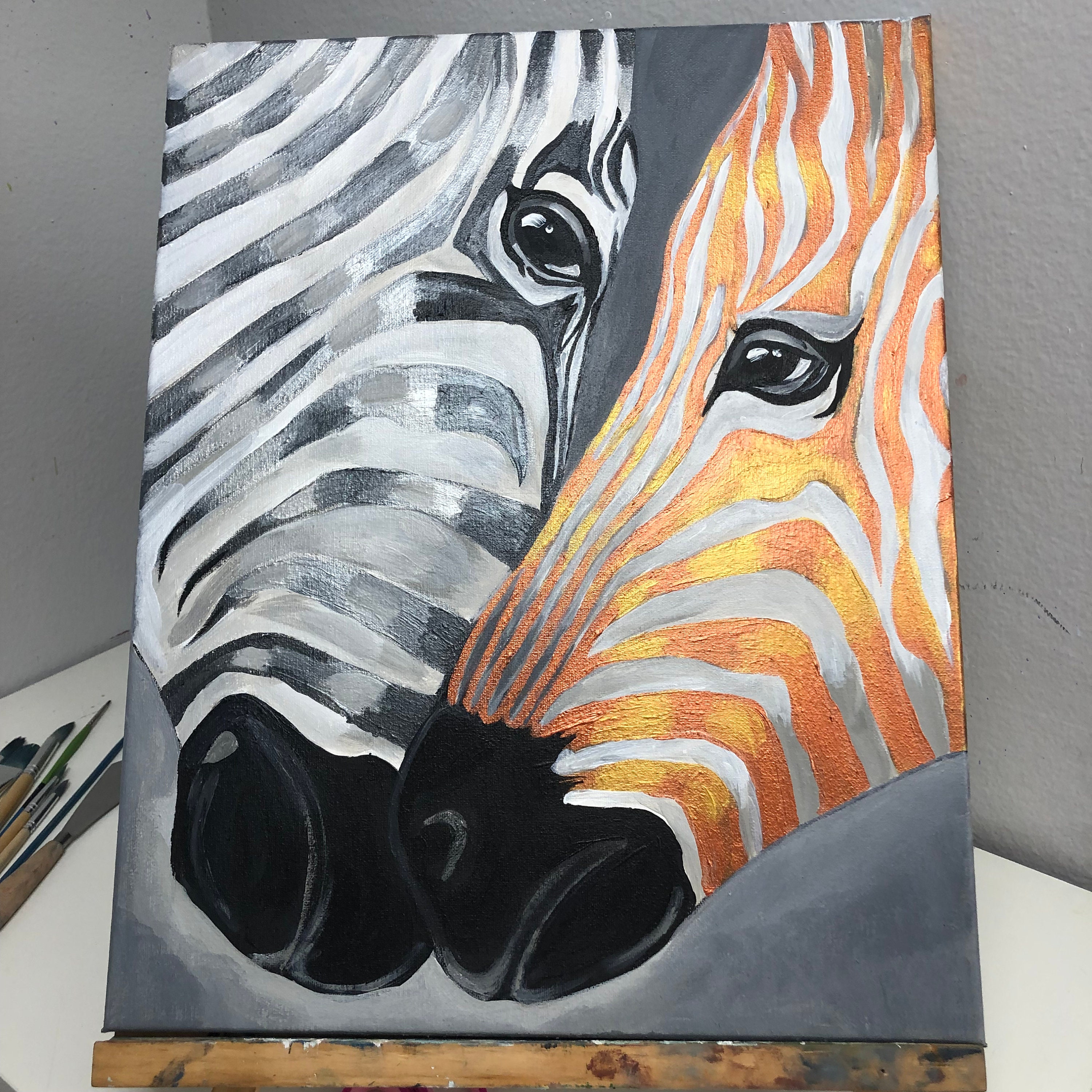 Zebras Acrylic painting on Canvas Hand Painted Original Size Etsy