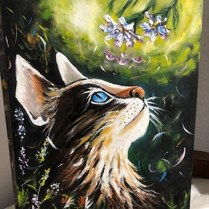 Cat , oil painting,size 11x14 inches