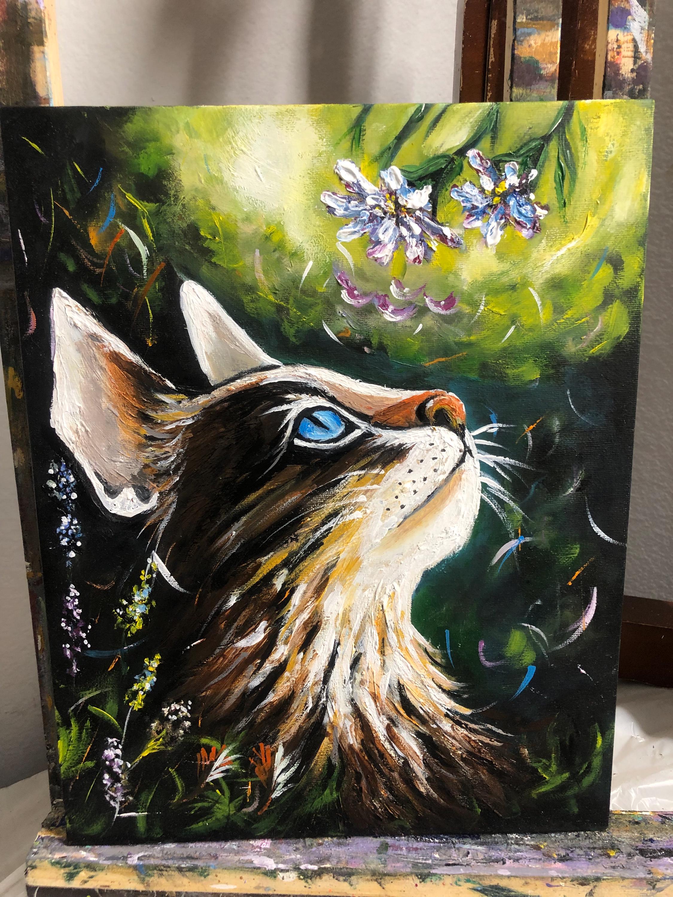 Cat , Oil Painting,size 11x14 Inches With Gold Frame - Etsy