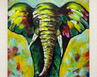 Elephant Acrylic painting Size 12x12 inches