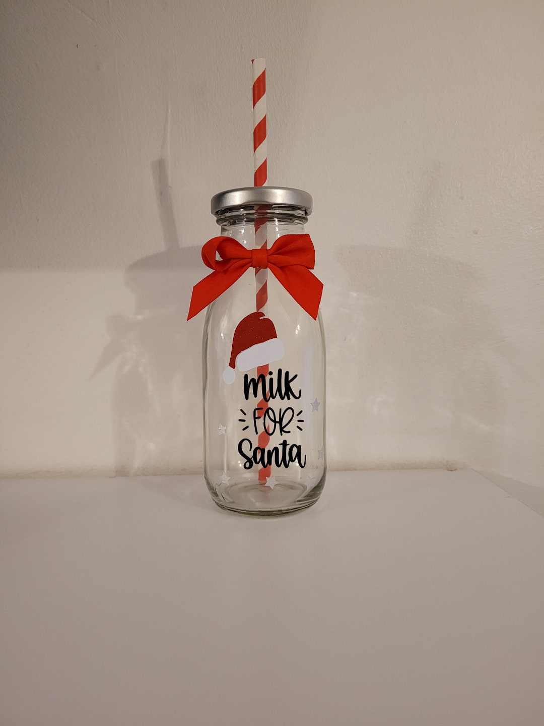 Santa's Milk Bottle Glass Milk Bottle Christmas Milk Etsy UK