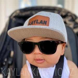 Personalized Baby Hat: Custom Name, Leather Patch, Infant to Toddler