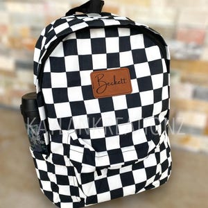 Custom Checkered Backpack Lunchbag/Personalized Kids Backpack/Motocross Dirtbike Racing gear/Christmas gift for kids/team logo racing bag