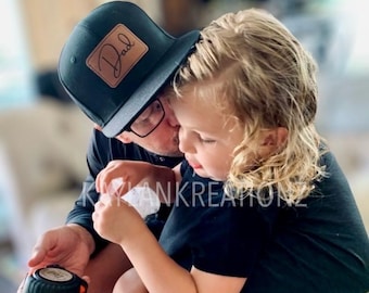 Personalized Dad Hat, Leather Patch - Father's Day Gift from Kids