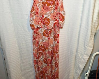 Shein Floral Wide Leg Jumpsuit Size Medium Boho Summer