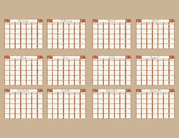 Fall Leaves Printable Calendar in 3 Colors Calendar Template Monday Start -  Etsy