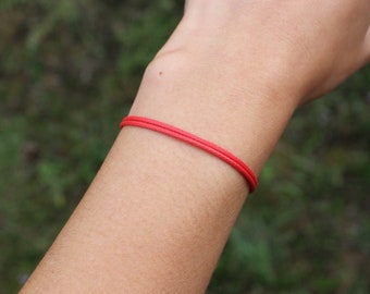 Red String Bracelet, Waxed Cotton Chord, Traditional Kabbalah & Buddhism, Karma, Luck, Protection Against Evil Eye, Minimalist Adjustable