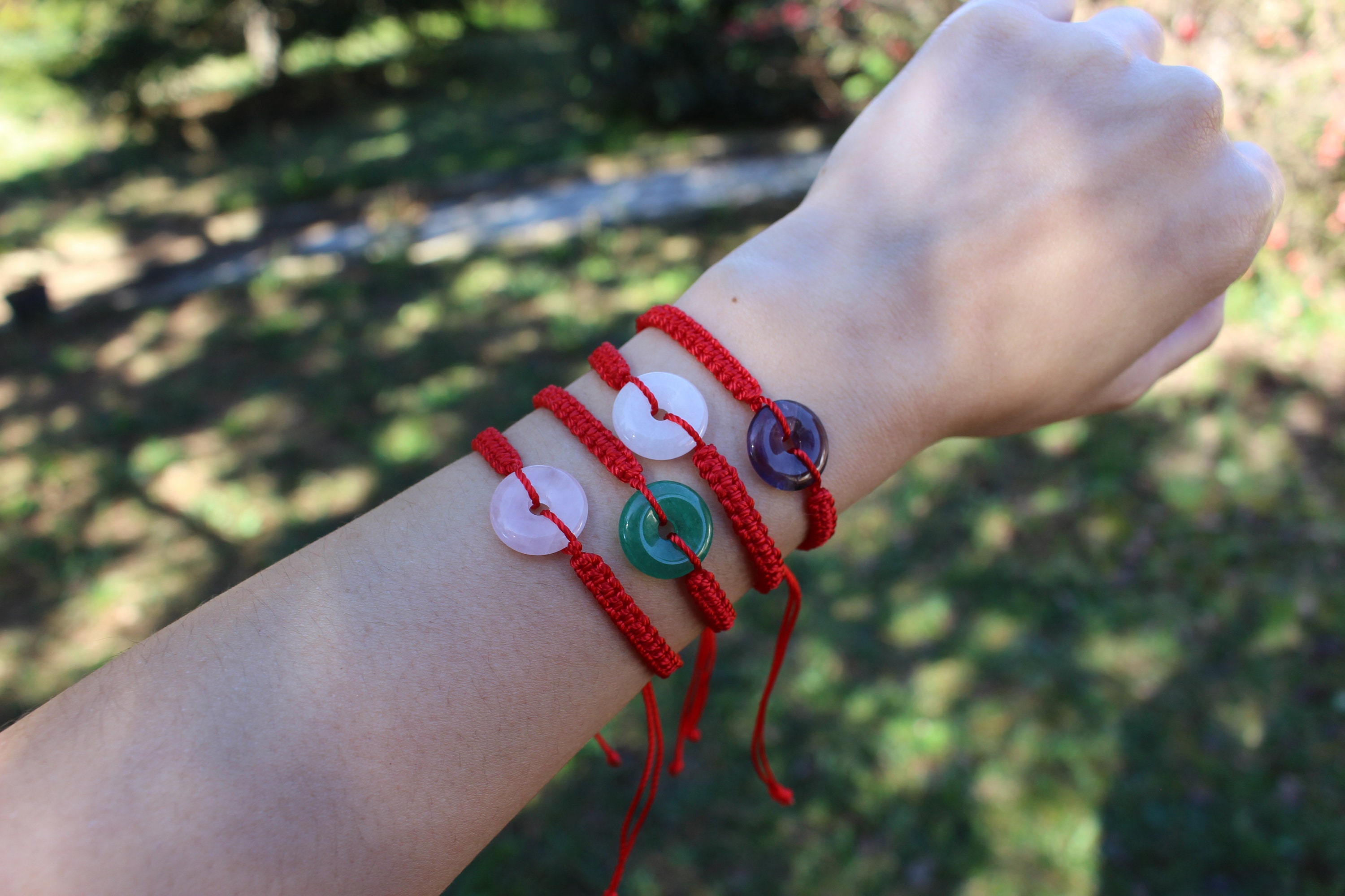 Red String Bead Stone Jade 8mm Cool Bracelet Cord Adjustable 6in-10in