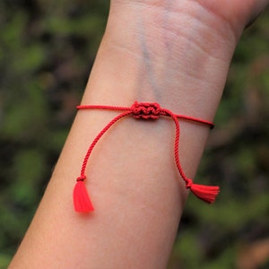 Red Silk String Bracelet, Traditional Kabbalah & Buddhism, Karma, Luck, Protection Against Evil Eye, Minimalist image 1