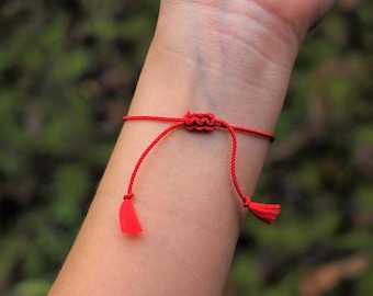 Red Silk String Bracelet, Traditional Kabbalah & Buddhism, Karma, Luck, Protection Against Evil Eye, Minimalist
