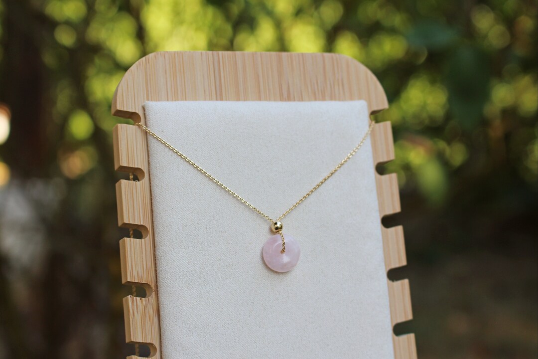 Rose Quartz Donut 12mm 14k Goldplated Necklace Tiny Etsy Ireland
