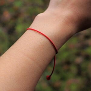 Red Silk String Bracelet, Traditional Kabbalah & Buddhism, Karma, Luck, Protection Against Evil Eye, Minimalist image 3