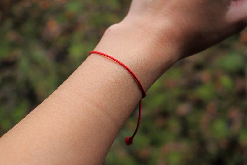 Red Silk String Bracelet, Traditional Kabbalah & Buddhism, Karma, Luck, Protection Against Evil Eye, Minimalist image 3