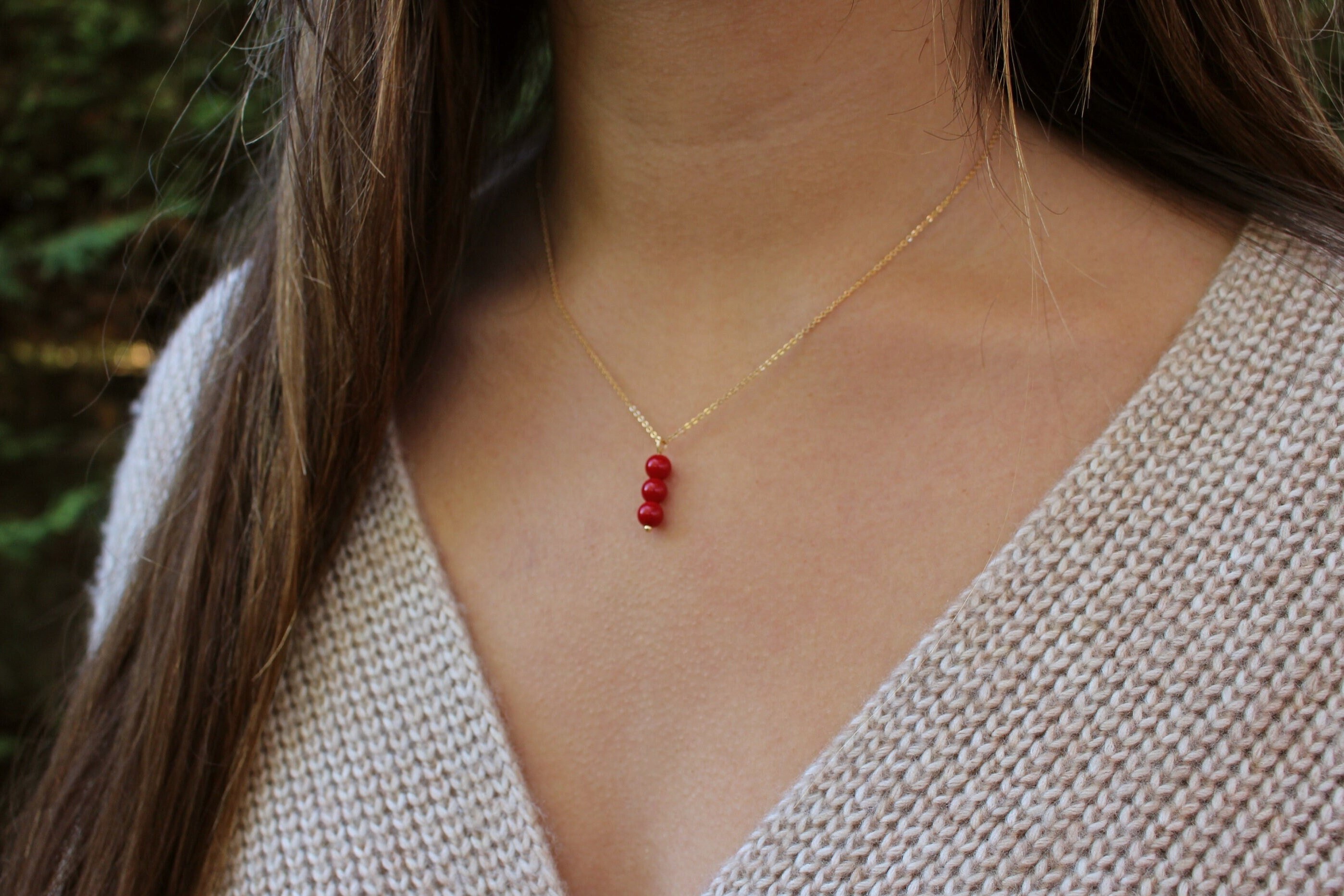 Collier En Plaqué Or 18K Avec Pendentif Jade Rouge - Bijou Français Neuf Avec étiquettes