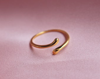 Ring 14K Gold-Plated Sterling Silver 925, Thin Adjustable Ring