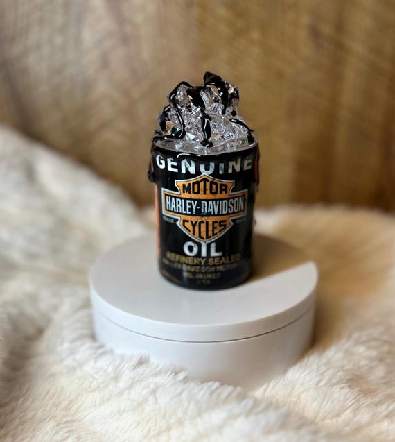 3oz Motorcycle Oil Drip Tumbler: 3D Epoxy Shot Glass with Faux Ice and oil drip dad Christmas birthday uncle son