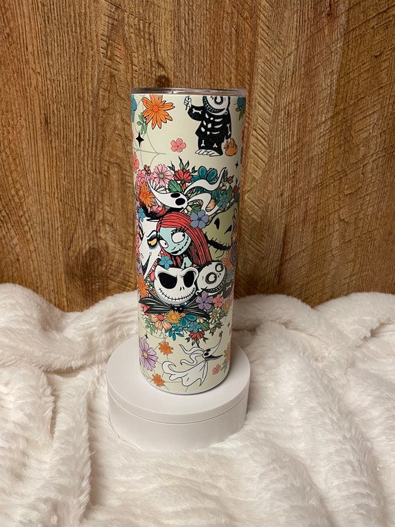 Nightmare Christmas Floral Tumbler: 20oz Insulated Double wall Stainless Steel