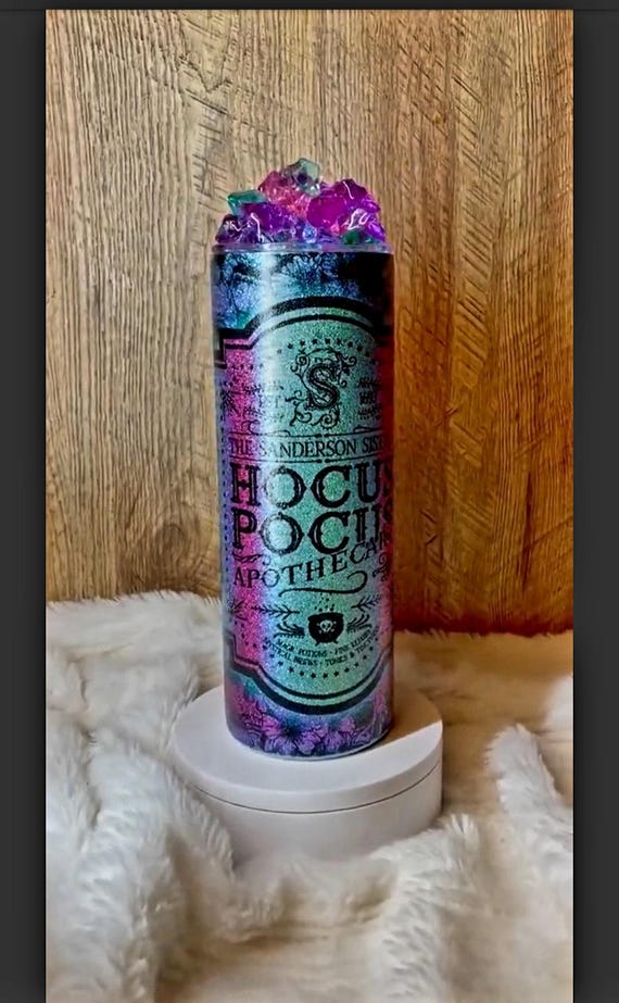 Hocus Pocus Glitter Tumbler: 20oz Stainless Steel with Faux Ice
