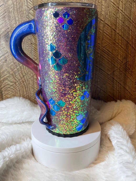 3D Mermaid Tail Tumbler: Color Shift Glitter, Stash Spot, Stainless Steel