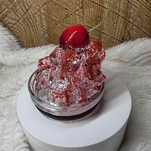 Cherry Tumbler Topper: Red Drip Iced Drink Lid