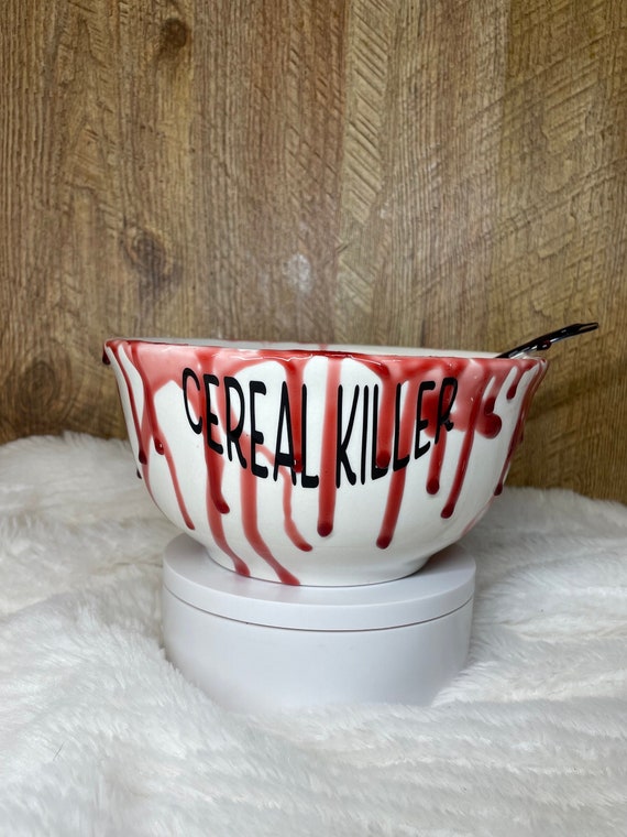 Cereal Killer bowl & spoon set 3d blood drips fun gift. bloody true crime murder show podcast unique gift breakfast spooky FREE SHIPPING