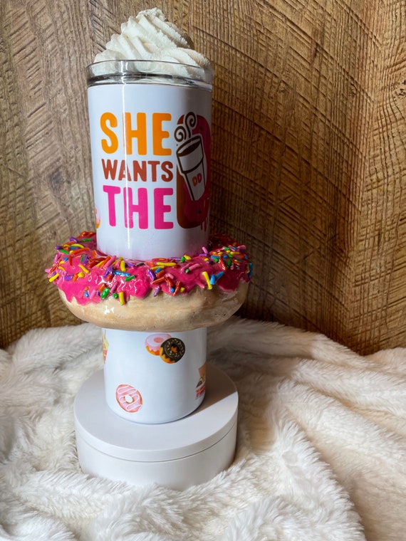 3D Donut Fake Bake Tumbler: Handmade Polymer Clay, Food Safe Epoxy, Stainless Steel, Functional Art, Collectible Gift