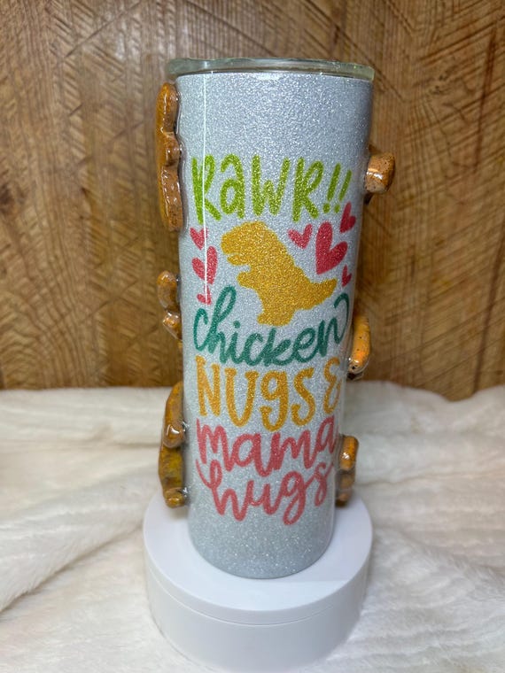 3D Chicken Nugget Mom Tumbler: Polymer Clay Dino Nugs & Mom Hugs Mom Era Christmas Birthday Nugs Nuggies Littles perfect for mom or bestie