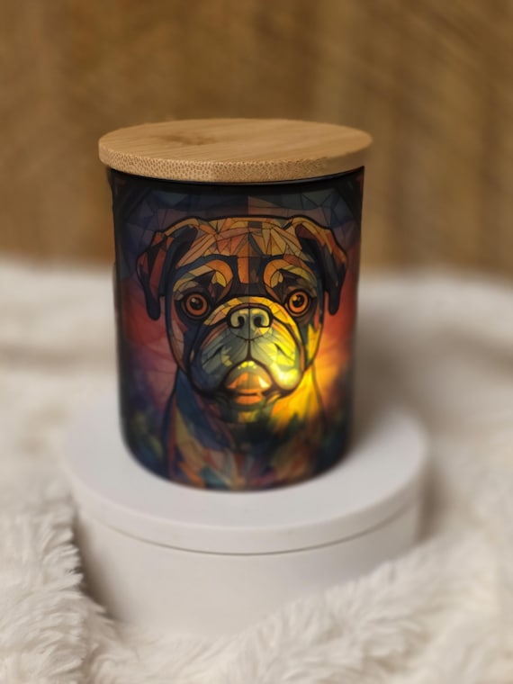 PUG Stained Glass Frosted Glass Candle Votive holder