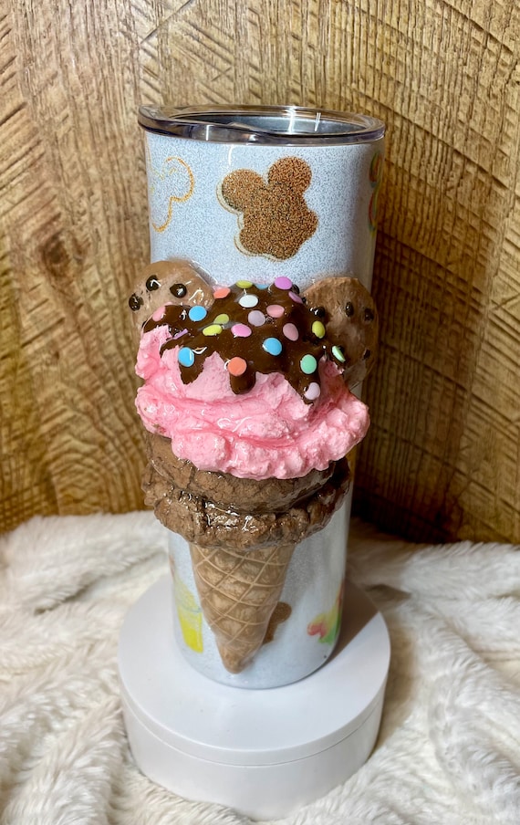 3D Ice Cream Cone Tumbler: Polymer Clay Snacks, Fun Birthday Gift