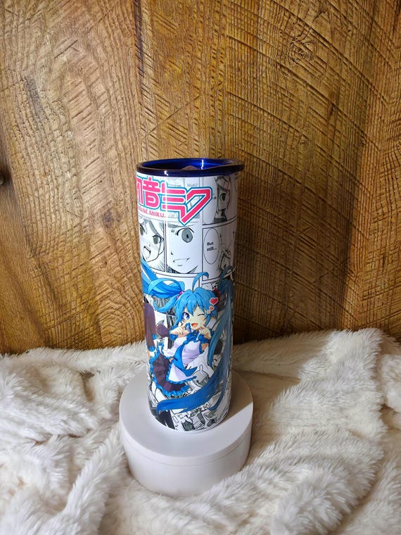 Blue hair Comic Gamer Tumbler Stainless Steel 20oz Christmas Tumbler Birthday Customizable Anime