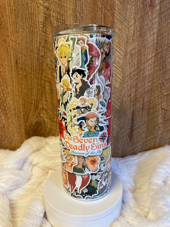 Seven Deadly Sins Sticker Bomb Tumbler: 20oz Insulated Steel