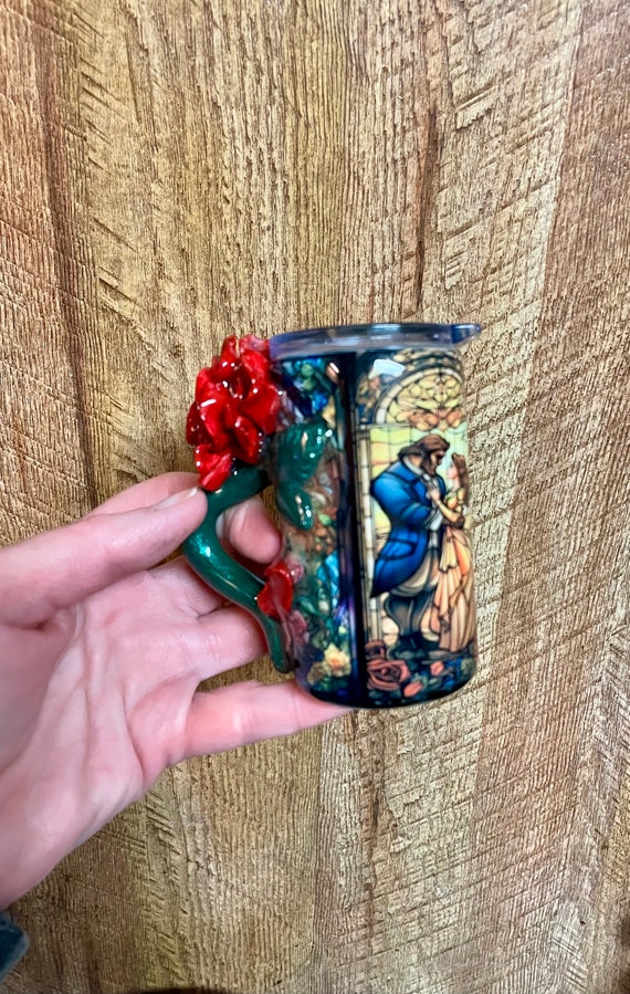 Enchanted Rose Espresso Shot Glass: 3D Epoxy Stainless Steel Tumbler