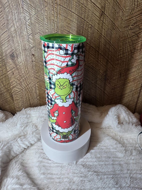 Grinch Christmas tree cake max the most wonderful time of the year Tumbler: Stainless Steel 20oz, Christmas Gift