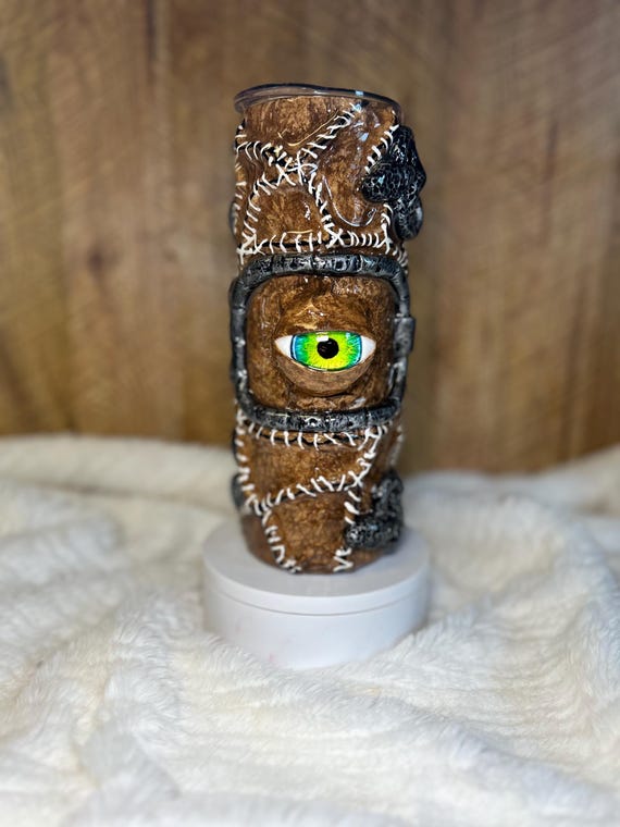 3D Book of Shadows Tumbler: Spooky Halloween Polymer Clay Art