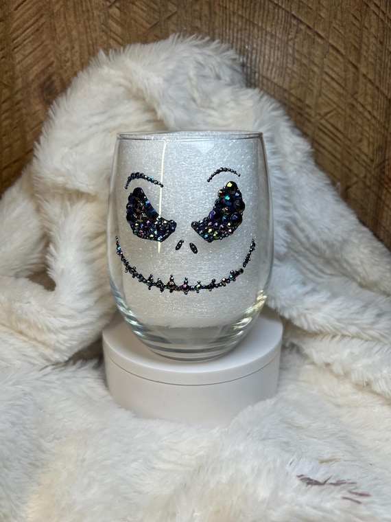 Rhinestone Jack Wine Glass: Custom Name, Black AB Stones