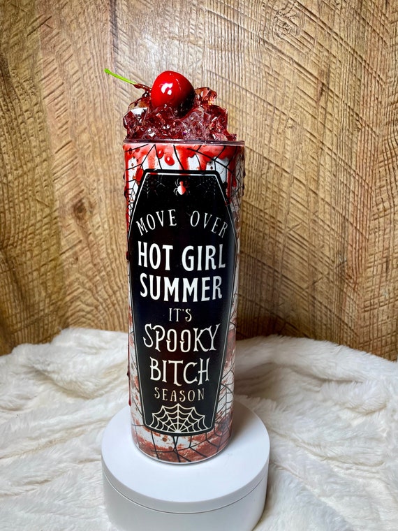 Spook B Season 20oz stainless Tumbler. 3D drip and cherry ice topper Free Shipping. Halloween birthday gothic gift true crime murder bloody