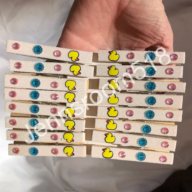 32 White Glitter Cheer Pins Cheerleading Clothespins Duck Etsy