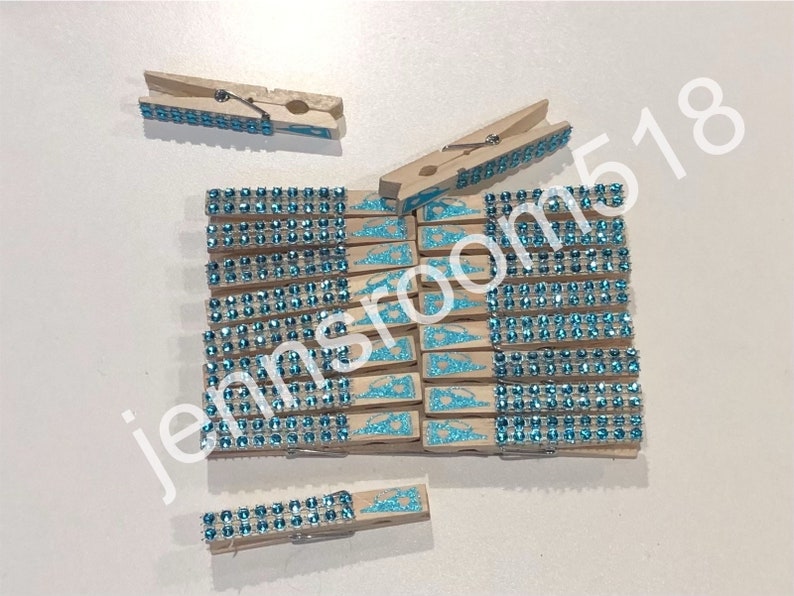 50 Blue Teal Aqua Glitter Heart Cheer Horns, Chearleader Spirit Pins