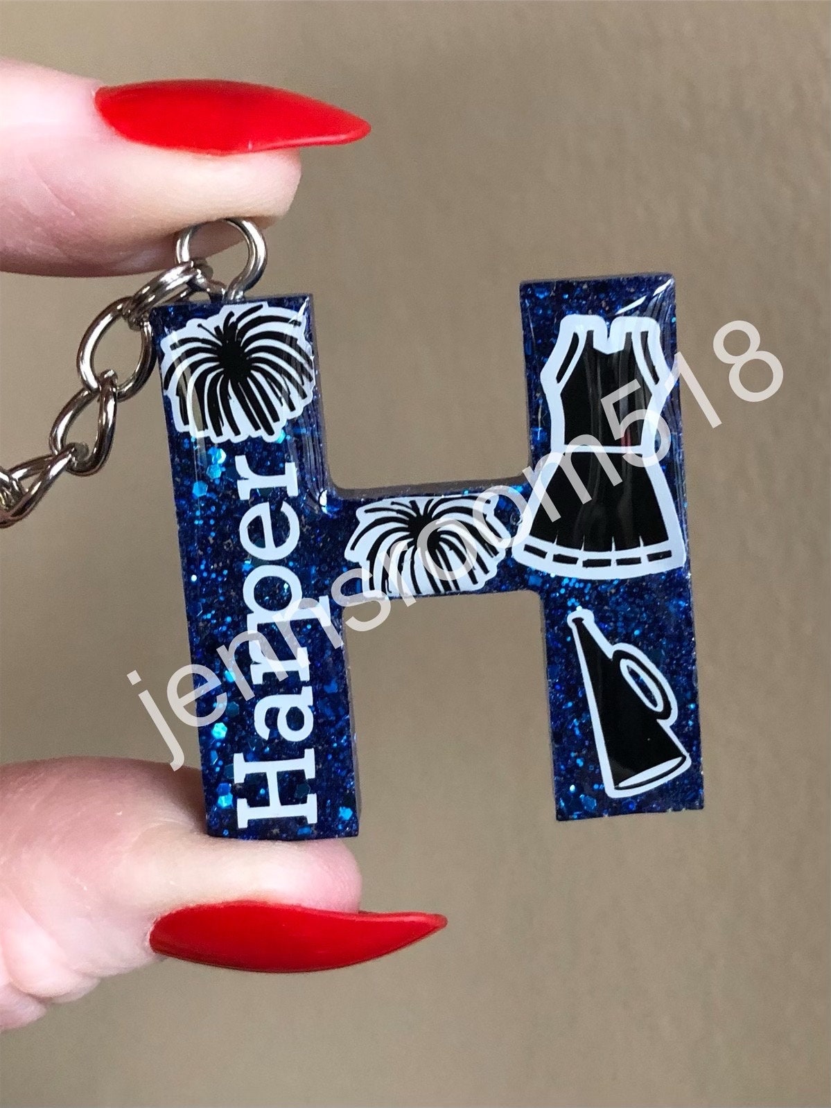 Personalized Cheer Glitter Keychain, Cheerleading Bag Tag, Chearleader ...