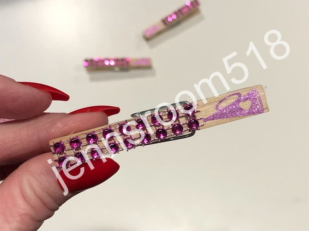 50 Pink Purple Glitter Heart Cheer Horns, Chearleader Spirit Pins