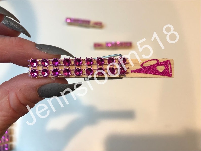 50 Bright Pink Fuchsia Glitter Heart Spirit Pins, Pink Gemstone Cheer