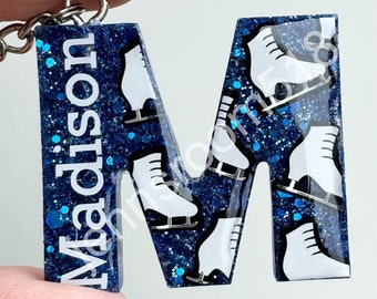 Personalized Ice Skating Bag Tag, Figure Skating Name Keychain, Senior Night Gift, Party Favor, End of Season Gift, Instructor Coach Gift