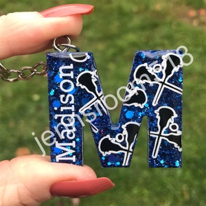 Personalized Lacrosse Keychain, Glitter Name Bag Tag, Coach Gift, Team Mom Present, Senior Night Gift, End of Season Present, Basket Filler