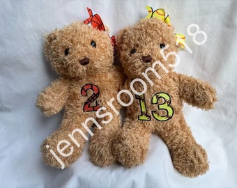 Personalize Softball Number Stuffed Teddy Bear, Cute Custom Basketball Baseball Softball Sport Gift Plush Stuffed Animal, End of Season Gift