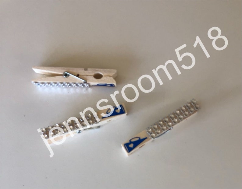 50 Blue Glitter Heart Cheer Horns, Chearleader Spirit Pins