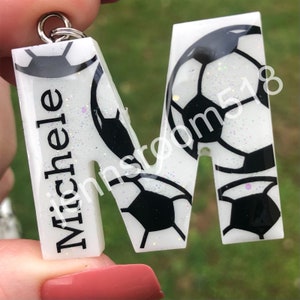 Personalized Name Soccer Keychain (White Background), Bag Tag, Team Present, Senior Night Gift, Party Favor, End of Season, Basket Filler