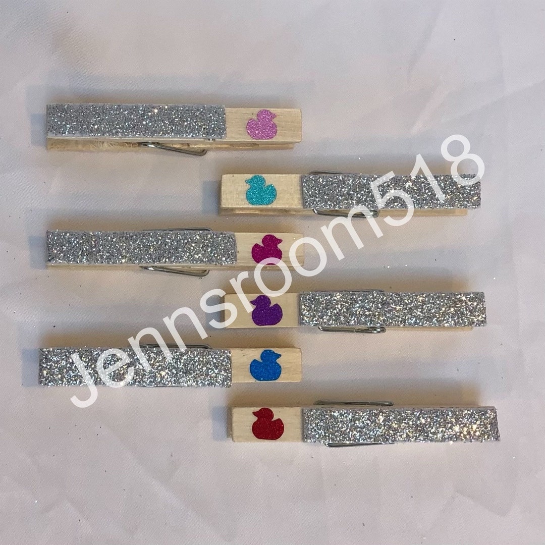 Spirit Competition Pins, 50 Glitter Duck Spirit Cheer Pins, Good Luck Chearleader Pins