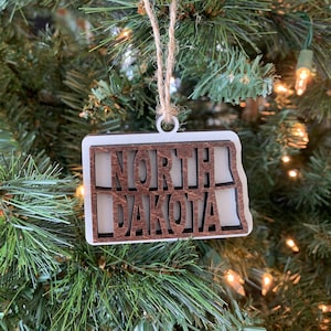North Dakota ND State Holiday Christmas Ornament Gift Tag