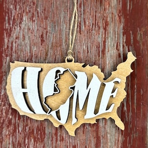 New Jersey State Ornament | NJ US Home Wood Gift | Christmas Present