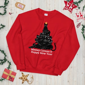 Meowy Catmas Sweatshirt | Cat Sweater | Christmas Cat Shirt | Christmas Sweater | Ugly Christmas Sweater